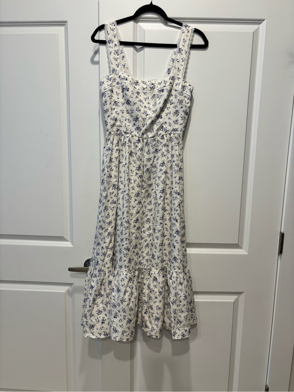 Reformation 100% Linen Blue Floral Midi Dress Size 4